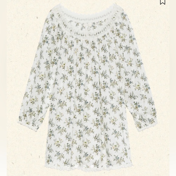 Doen Donelle Cotton Voile Lace Long Sleeve Mini Dress Crème Fleur Du Palais - Picture 7 of 8